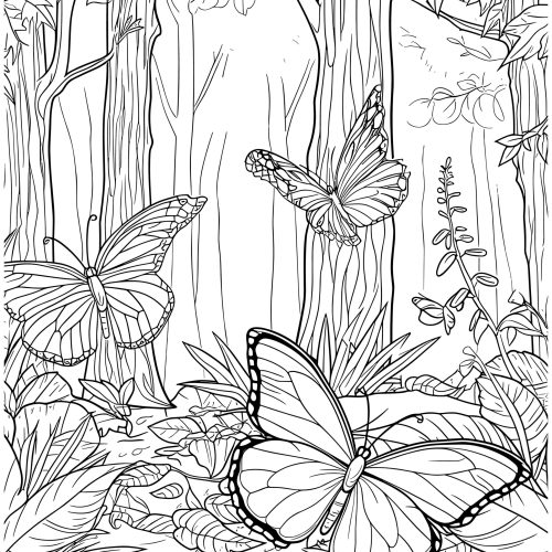 Butterflies,Coloring,Page,Line,Art