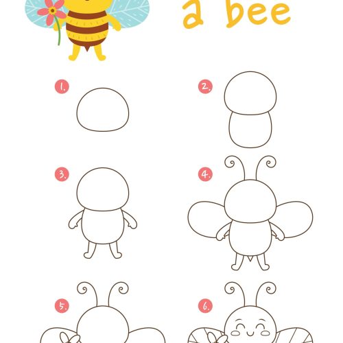 How,To,Draw,A,Bee,Vector,Illustration.,Draw,Honey,Bee