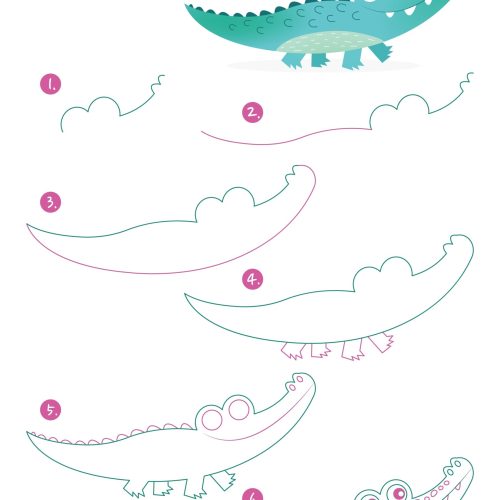How,To,Draw,A,Crocodile,Vector,Illustration.,Draw,An,Alligator
