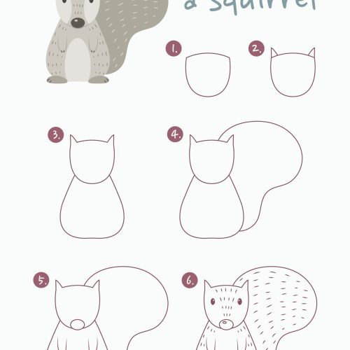 How,To,Draw,A,Squirrel,Vector,Illustration.,Draw,A,Squirrel