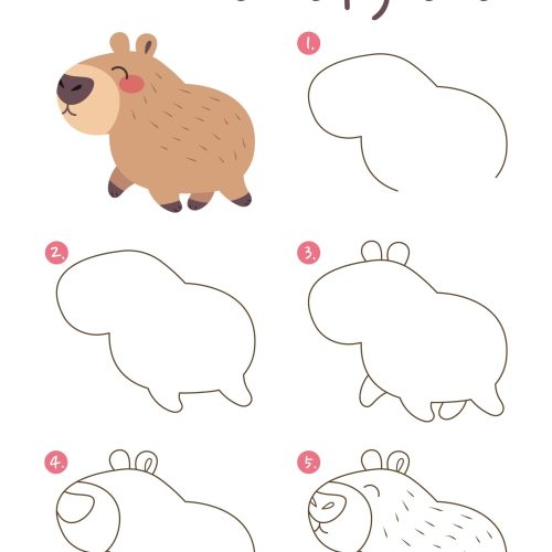 How,To,Draw,A,Capybara,Vector,Illustration.,Draw,Capybara,Step