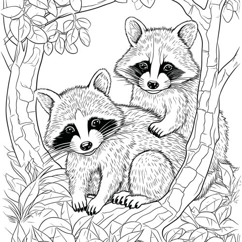 Raccoon,Coloring,Page,For,Adults